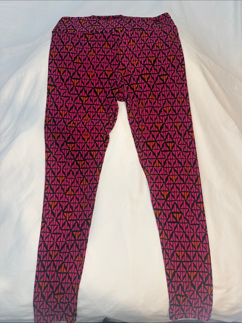 LuLaRoe Pink and Black Geometric Kids Leggings